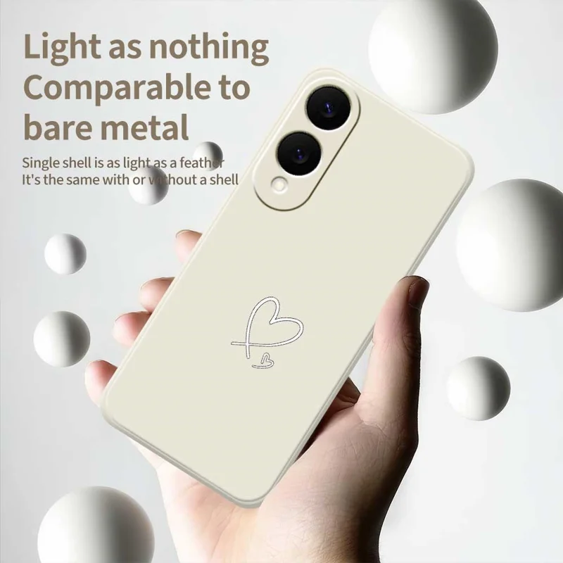 For Samsung Galaxy S25 Edge Case White Love Pattern Printing Straight Edge TPU Phone Back Cover - Beige
