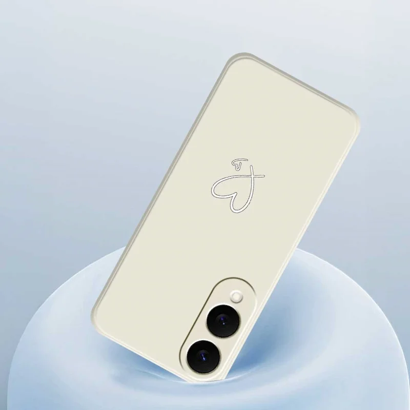 For Samsung Galaxy S25 Edge Case White Love Pattern Printing Straight Edge TPU Phone Back Cover - Beige