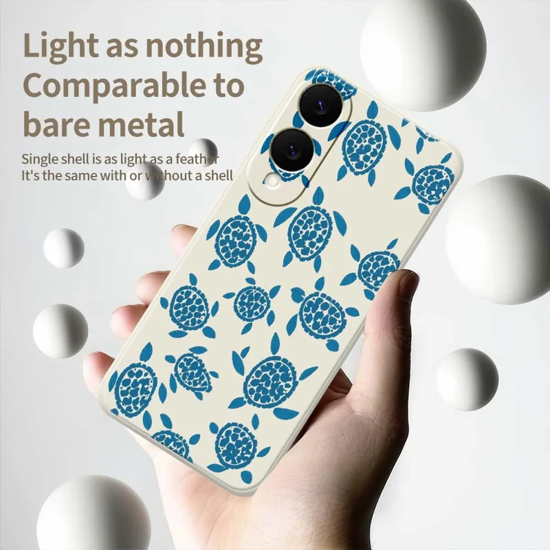 Für Samsung Galaxy S25 Edge Hülle Blau Schildkrötenmuster Druck Glatte Kante TPU Handyrückseite - Beige