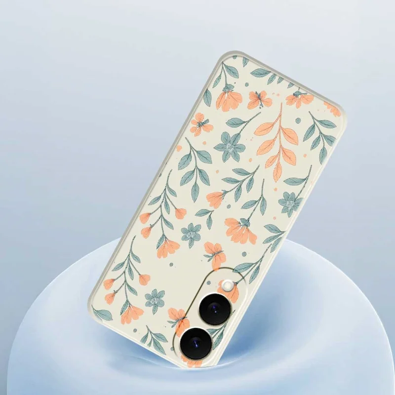 Pour étui Samsung Galaxy S25 Edge Motif de Fleurs Jaunes Impression sur Bord Droit Coque Arrière TPU pour Téléphone - Beige