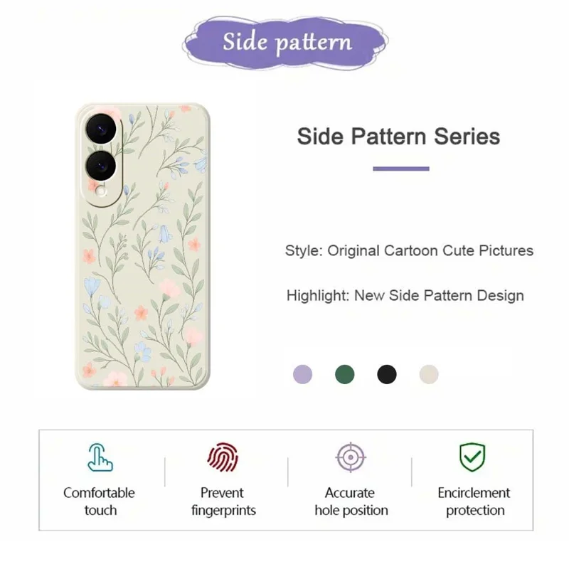 Чехол для Samsung Galaxy S25 Edge с рисунком розовых и синих цветов, мягкий ТПУ чехол с прямыми краями для задней панели телефона - Бежевый