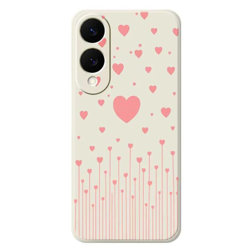 Funda para Samsung Galaxy S25 Edge con Estampado de Patrón Rosa de Amor, Borde Recto, Cubierta Trasera de TPU - Beige
