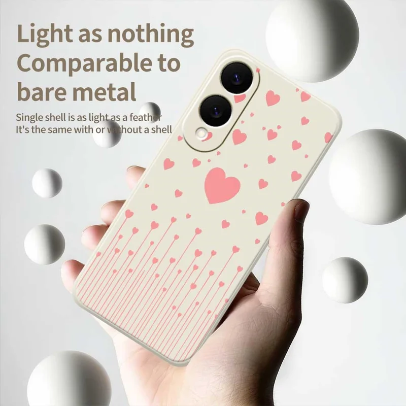 Funda para Samsung Galaxy S25 Edge con Estampado de Patrón Rosa de Amor, Borde Recto, Cubierta Trasera de TPU - Beige