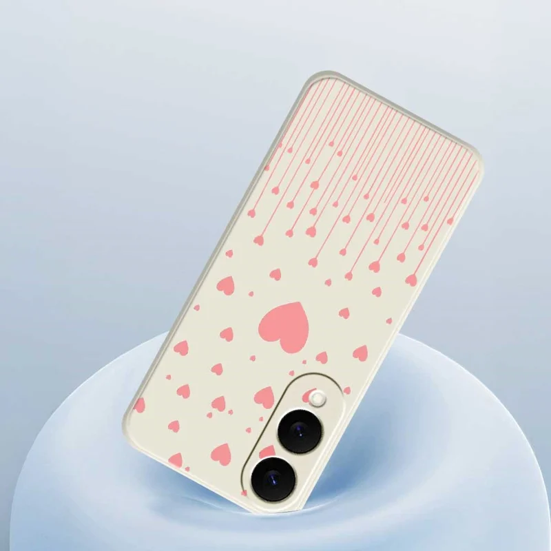 Funda para Samsung Galaxy S25 Edge con Estampado de Patrón Rosa de Amor, Borde Recto, Cubierta Trasera de TPU - Beige