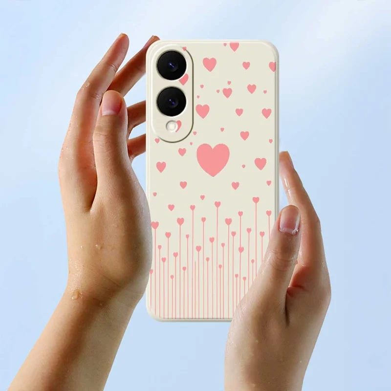 Funda para Samsung Galaxy S25 Edge con Estampado de Patrón Rosa de Amor, Borde Recto, Cubierta Trasera de TPU - Beige