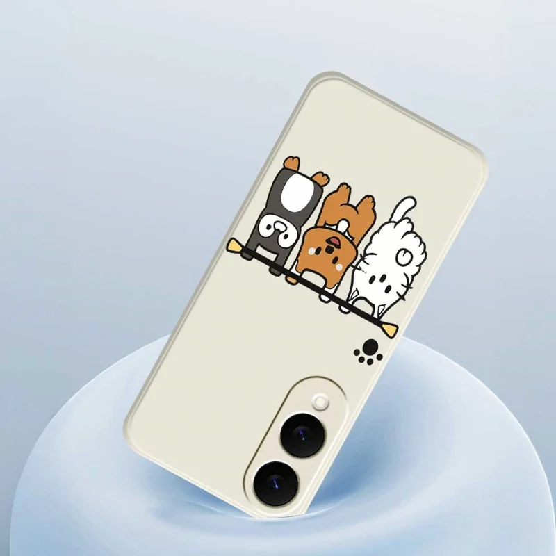 Чехол для Samsung Galaxy S25 Edge с принтом "Три животных" из мягкого ТПУ с прямыми краями - Бежевый