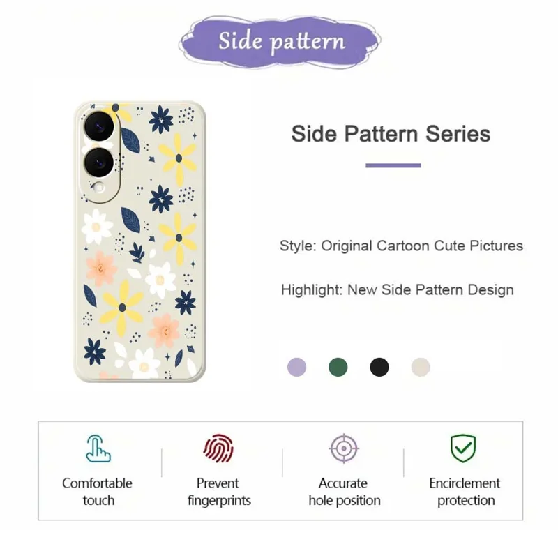 Capa para Samsung Galaxy S25 Edge com Padrão Floral Colorido de Folhas Azuis, Impressão de Borda Reta, Capa Traseira de TPU para Celular - Bege