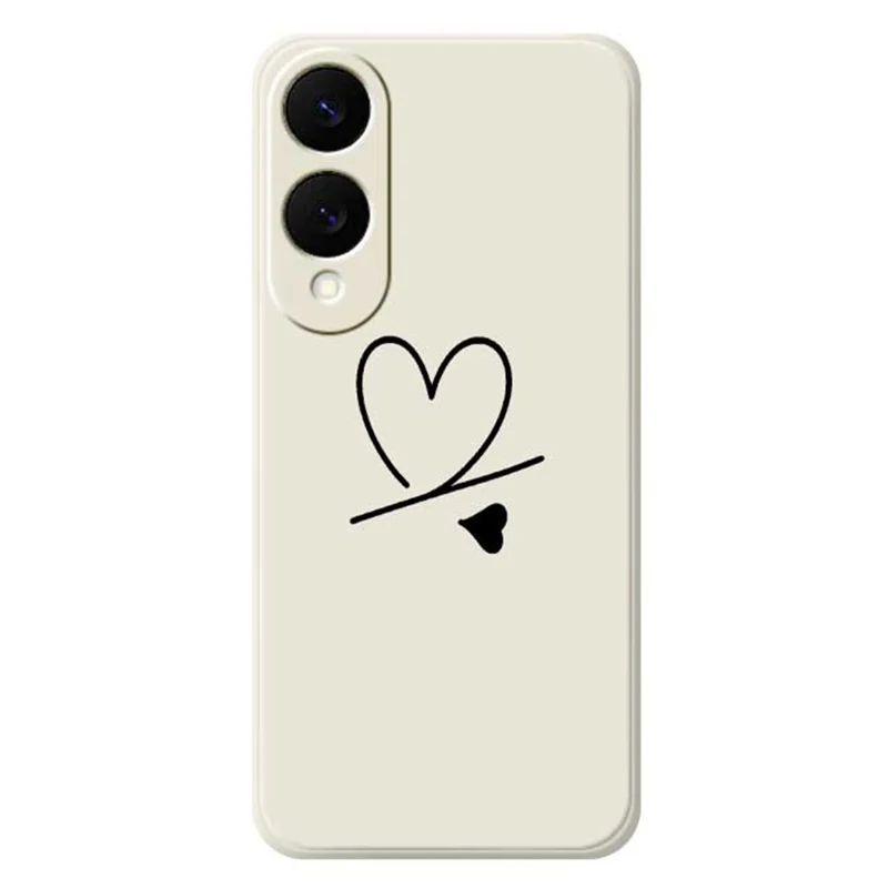 Für Samsung Galaxy S25 Edge Hülle Schwarz Liebes-Muster Druck Gerade Kante TPU Handyhülle - Beige