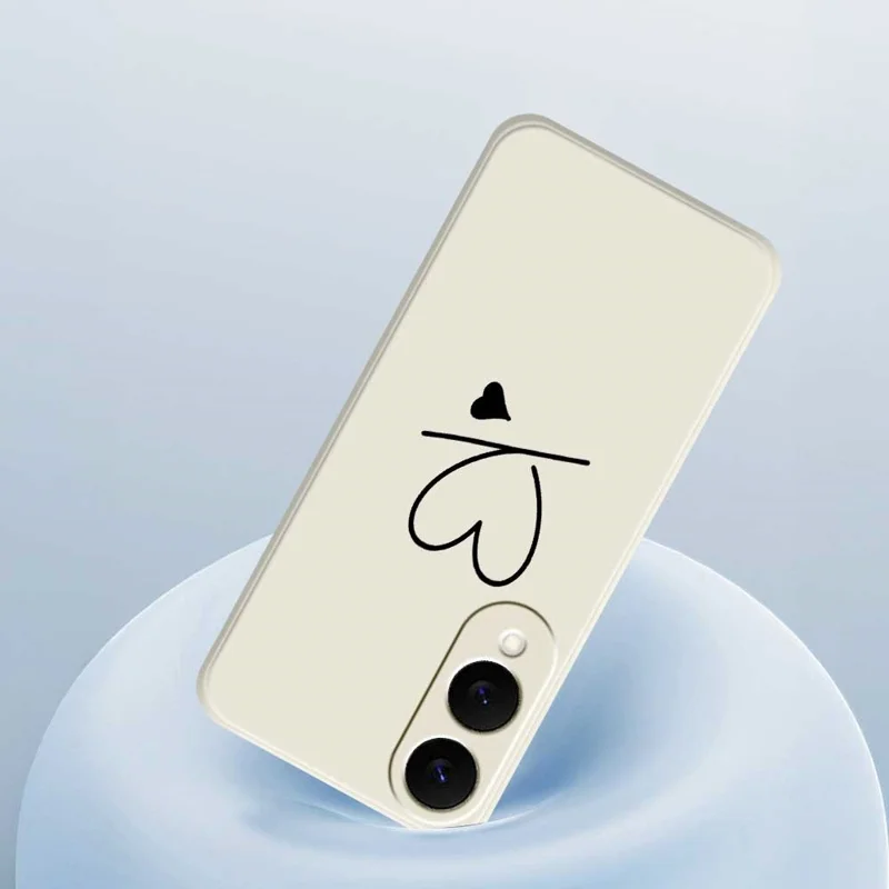 Für Samsung Galaxy S25 Edge Hülle Schwarz Liebes-Muster Druck Gerade Kante TPU Handyhülle - Beige