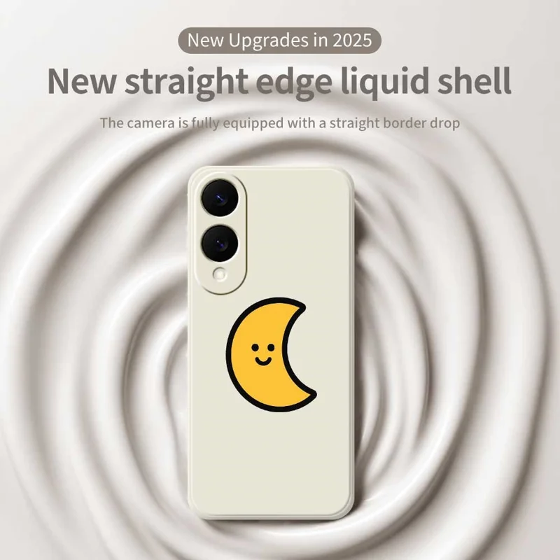 Чехол для Samsung Galaxy S25 Edge с рисунком "Желтая Луна" - Бежевый мягкий TPU чехол с прямыми краями
