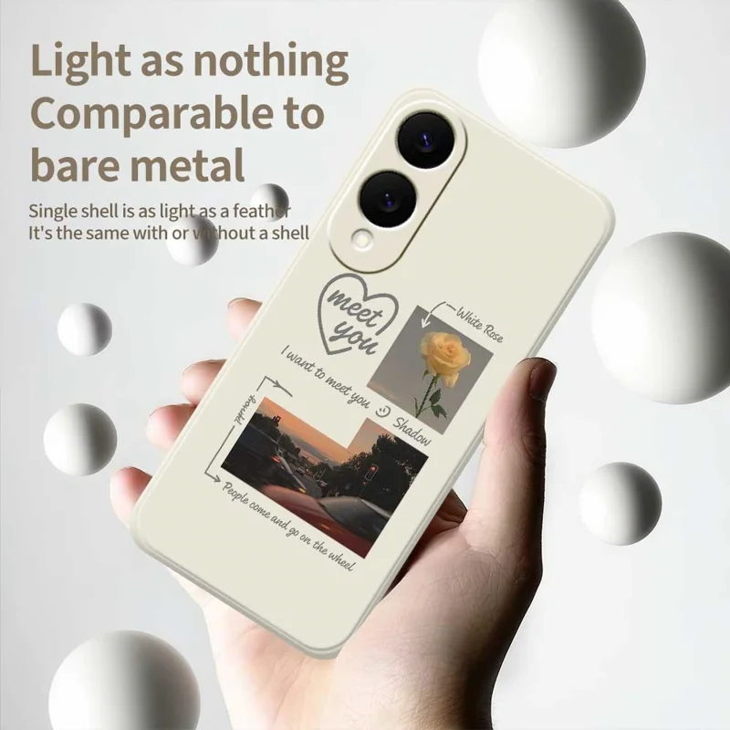 Чехол для Samsung Galaxy S25 Edge, встреча с вами, фото-принт, прямой край, ТПУ, задняя крышка телефона - бежевый