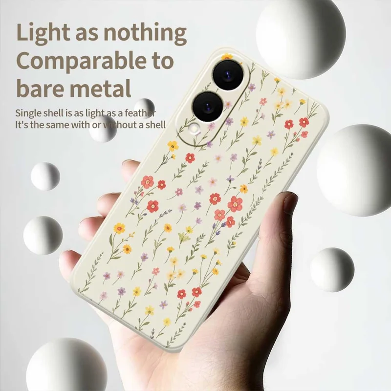 Чехол для Samsung Galaxy S25 Edge с принтом "Цветы и Трава" из ТПУ с прямым краем - Бежевый