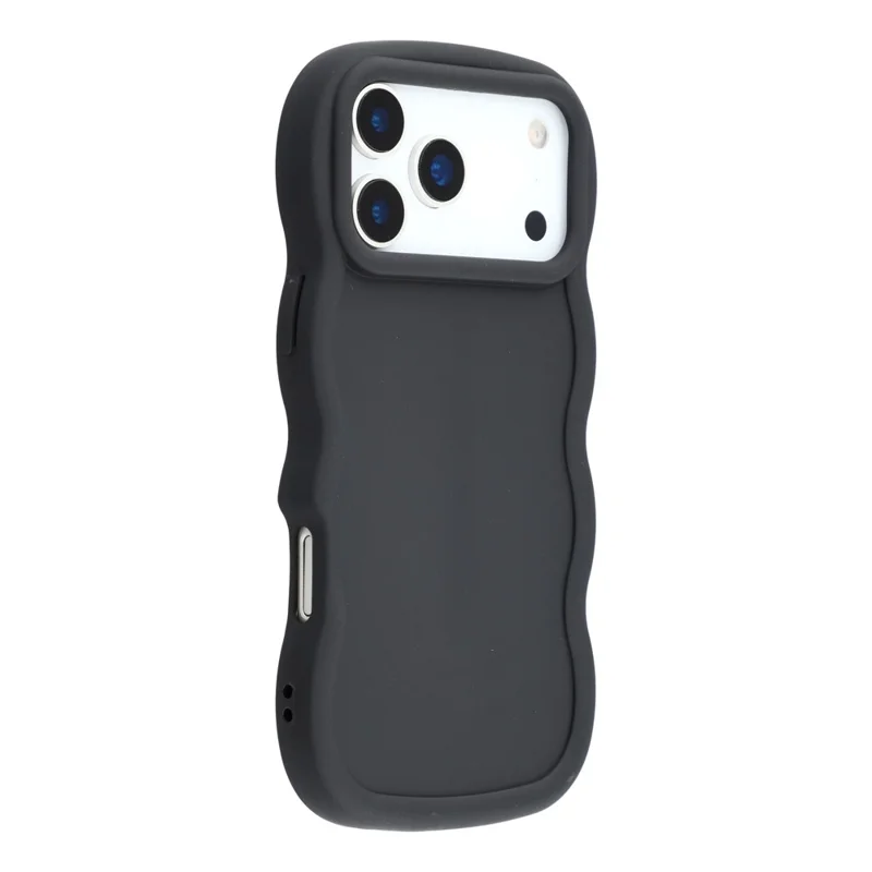 For iPhone 17 Pro Max Case TPU Protective Phone Cover Unique Curly Wave Frame - Black