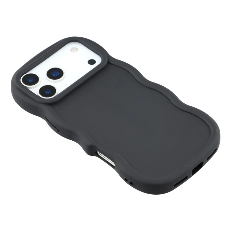For iPhone 17 Pro Max Case TPU Protective Phone Cover Unique Curly Wave Frame - Black