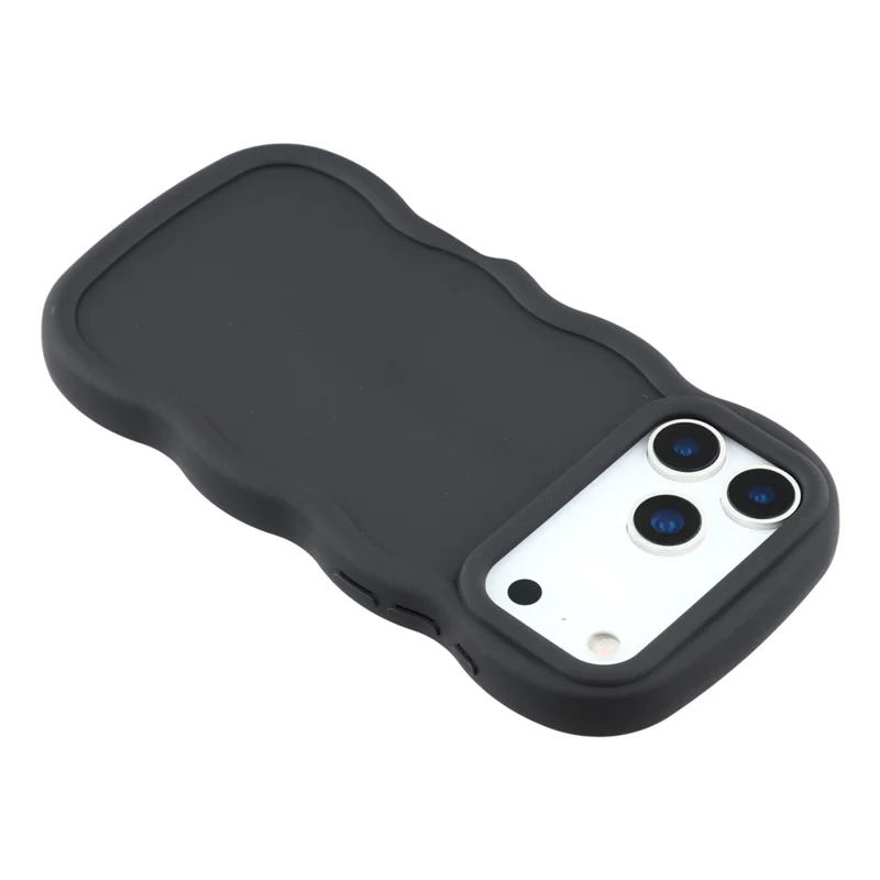 For iPhone 17 Pro Max Case TPU Protective Phone Cover Unique Curly Wave Frame - Black