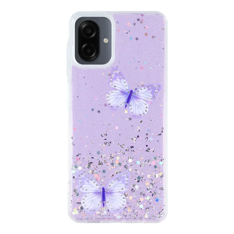 For Samsung Galaxy A07 4G Case Epoxy PVC Butterfly TPU Aesthetics Phone Cover - Purple