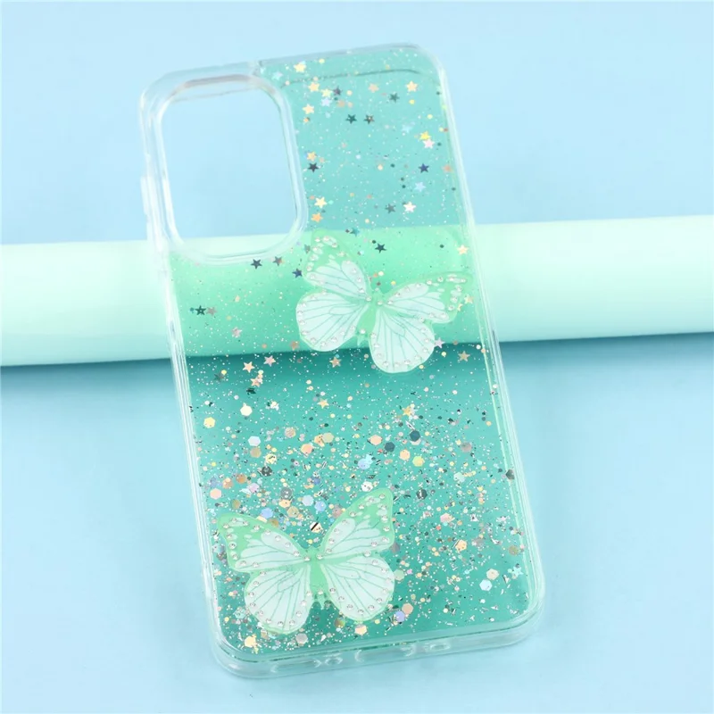 For Samsung Galaxy A17 5G Case Epoxy PVC Butterfly TPU Aesthetics Phone Cover - Green