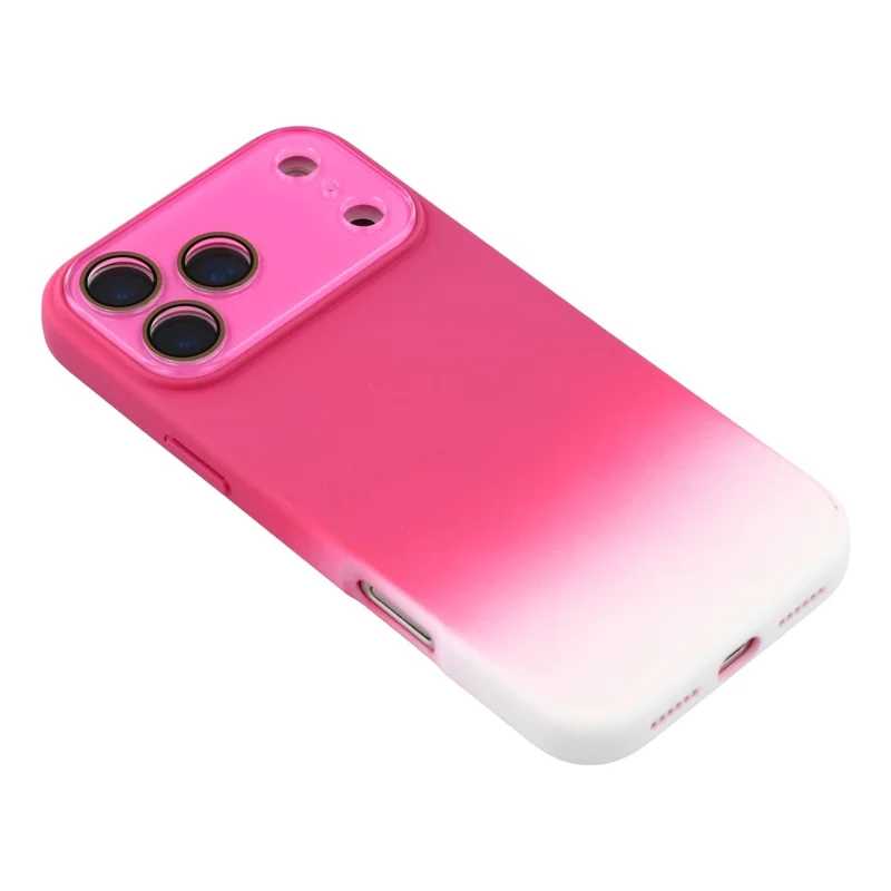 For iPhone 17 Pro Max Case Dual-Color Gradient TPU + Fiber Lining Phone Cover with Lens Protector - Rose Gradient