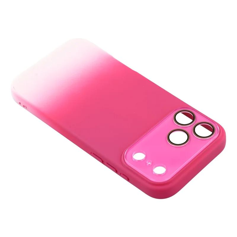 For iPhone 17 Pro Max Case Dual-Color Gradient TPU + Fiber Lining Phone Cover with Lens Protector - Rose Gradient