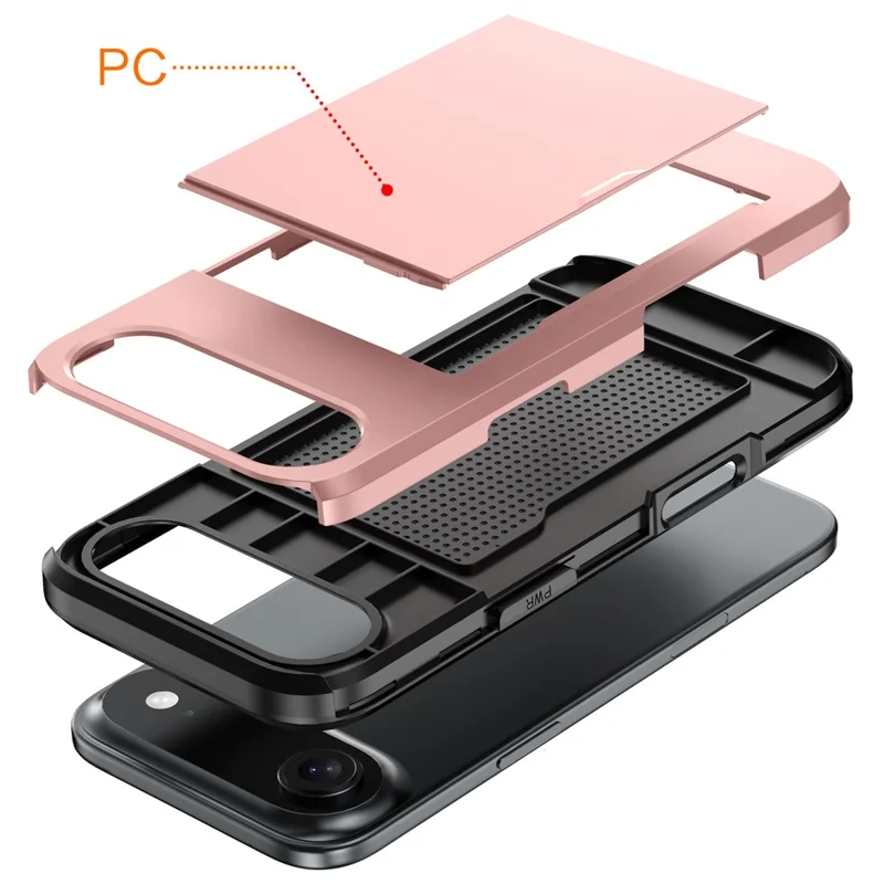 AMORUS Pour iPhone 17 Étui avec Porte-cartes Coulissant Coque Arrière PC TPU - Bleu Marine