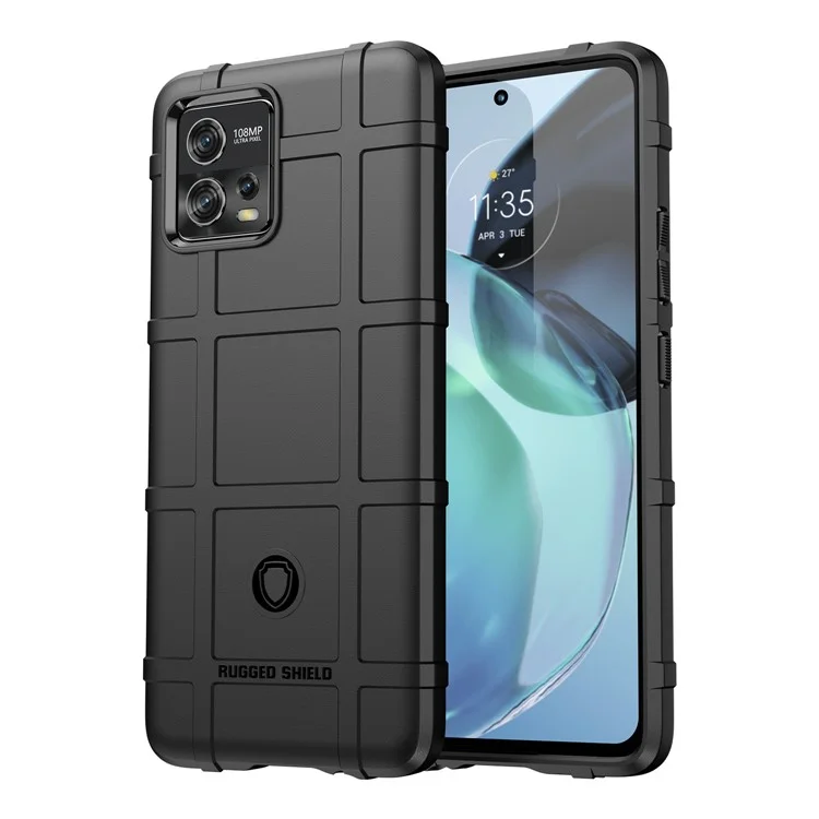 Para Motorola Moto G72 4G Anti-arranhões Capa de Proteção de Telefone TPU Quadriculado Resistente - Preto