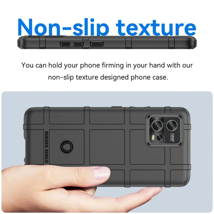 Para Motorola Moto G72 4G Anti-arranhões Capa de Proteção de Telefone TPU Quadriculado Resistente - Preto