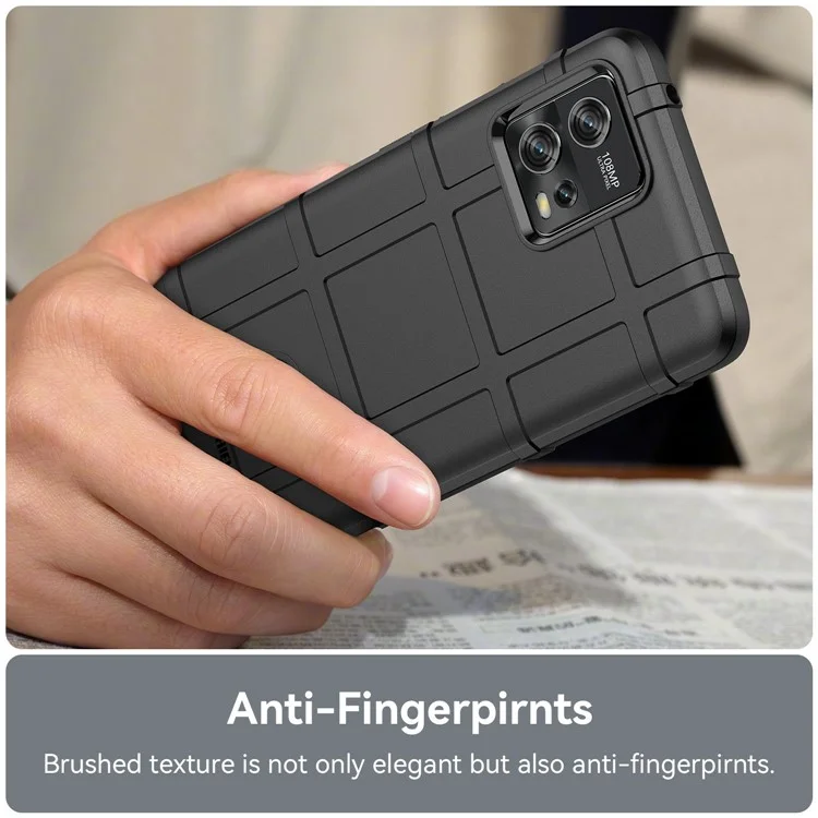 Para Motorola Moto G72 4G Anti-arranhões Capa de Proteção de Telefone TPU Quadriculado Resistente - Preto