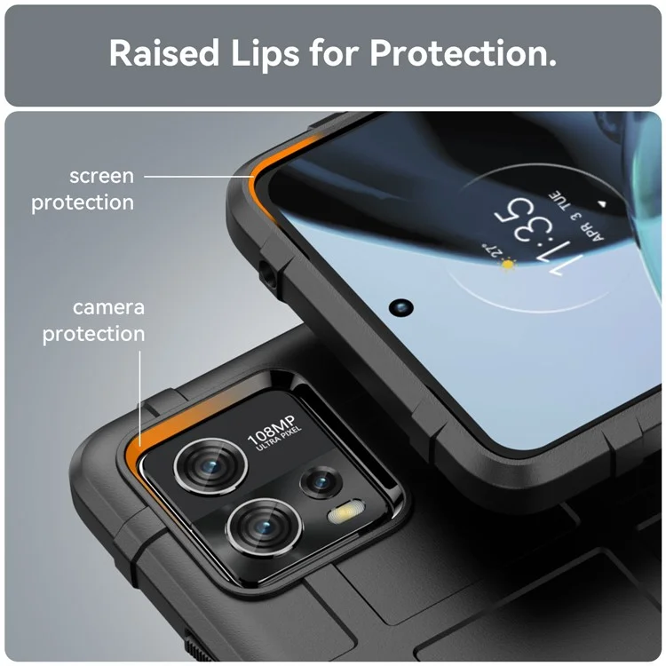 Para Motorola Moto G72 4G Anti-arranhões Capa de Proteção de Telefone TPU Quadriculado Resistente - Preto