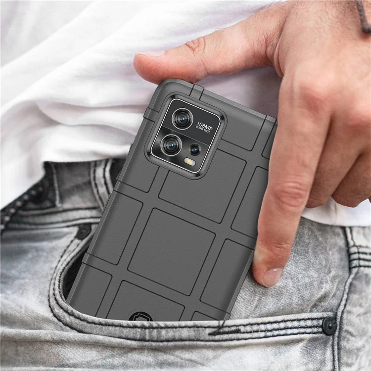 Para Motorola Moto G72 4G Anti-arranhões Capa de Proteção de Telefone TPU Quadriculado Resistente - Preto