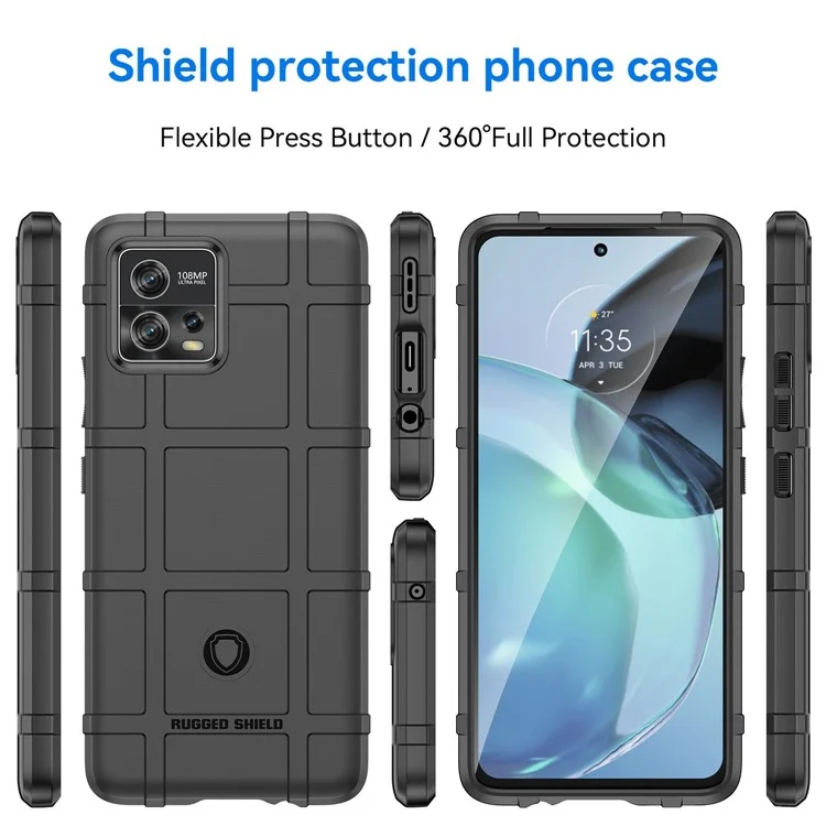 Para Motorola Moto G72 4G Anti-arranhões Capa de Proteção de Telefone TPU Quadriculado Resistente - Preto