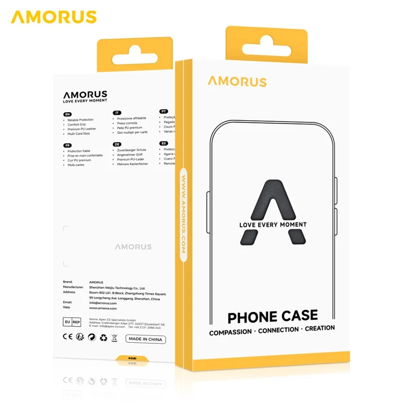 AMORUS For iPhone 18 Pro / 17 Pro Case with Sliding Card Holder PC TPU Phone Back Cover - Black