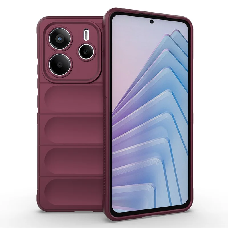AMORUS For Xiaomi Redmi Note 14 5G Case Shockproof Soft TPU Rugged Phone Back Cover - Wine Red