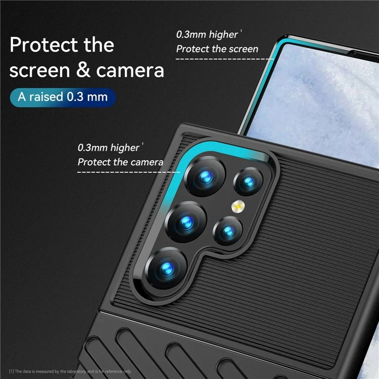 Funda antideslizante para el teléfono Samsung Galaxy S23 Ultra Thunder Series Twill Texture Anti-Scratch Thickened TPU Cover - Negro