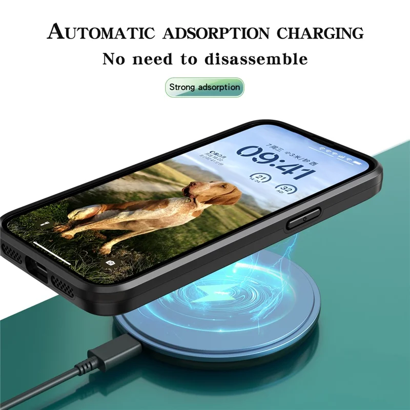 Bulk Purchasing For iPhone 15 Magnetic Case with Lens Guard Kickstand PC + TPU Phone Back Cover - Black