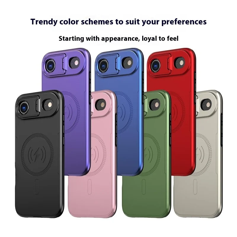 Bulk Purchasing For iPhone Air Magnetic Case with Lens Guard Kickstand PC + TPU Phone Back Cover - Black