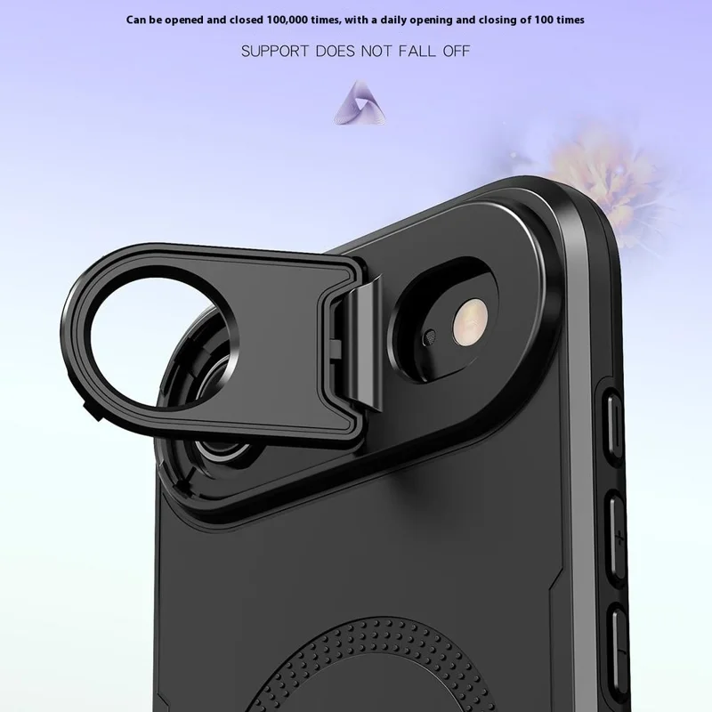 Bulk Purchasing For iPhone Air Magnetic Case with Lens Guard Kickstand PC + TPU Phone Back Cover - Black