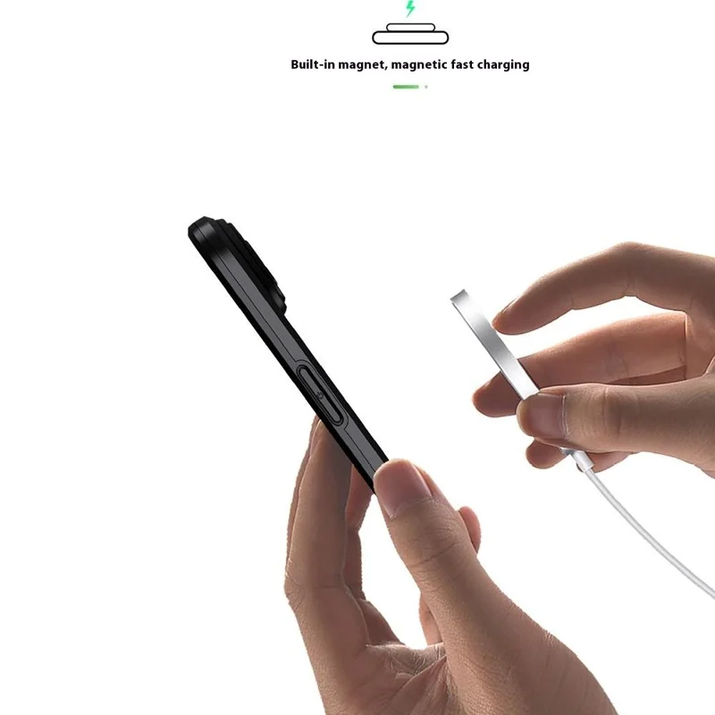 Bulk Purchasing For iPhone Air Magnetic Case with Lens Guard Kickstand PC + TPU Phone Back Cover - Black