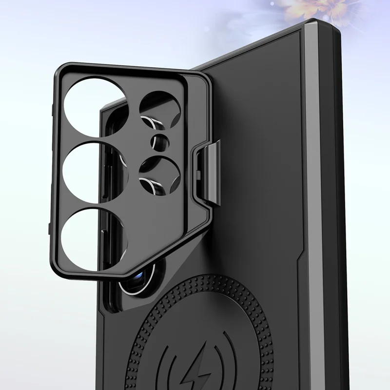 Bulk Purchasing For Samsung Galaxy S25 Ultra Magnetic Case with Lens Guard Kickstand PC + TPU Phone Back Cover - Black