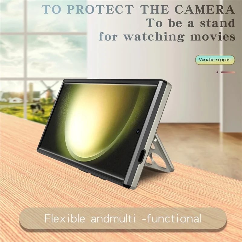 Bulk Purchasing For Samsung Galaxy S24 Ultra Magnetic Case with Lens Guard Kickstand PC + TPU Phone Back Cover - Black