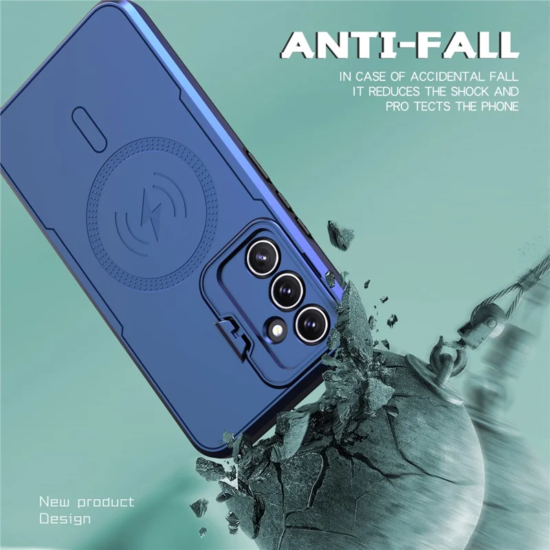 Bulk Purchasing For Samsung Galaxy A55 5G Magnetic Case with Lens Guard Kickstand PC + TPU Phone Back Cover - Black