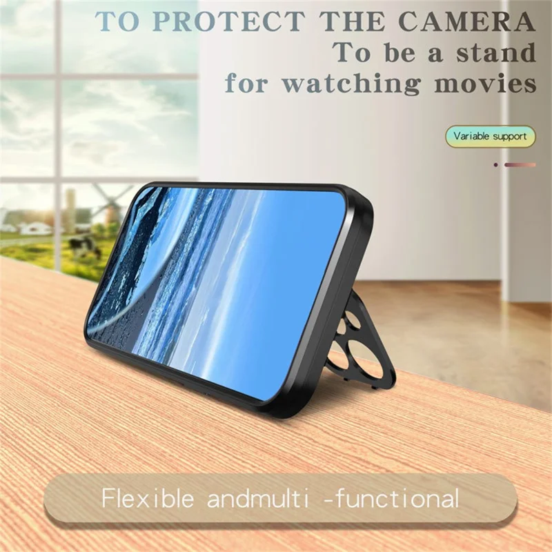 Bulk Purchasing For iPhone 15 Pro Max Magnetic Case with Lens Guard Kickstand PC + TPU Phone Back Cover - Black