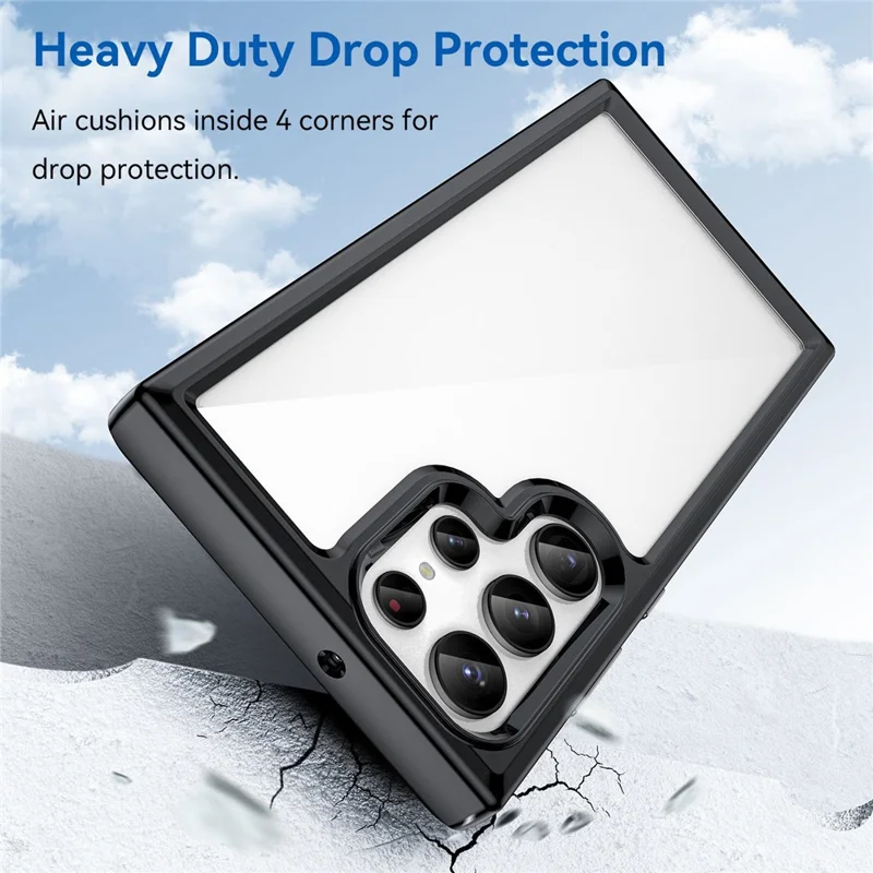 Для Samsung Galaxy S23 Ultra Anti-scratch Phone Case TPU Bumper Acrylic Back Shockproof Cover - Чёрный