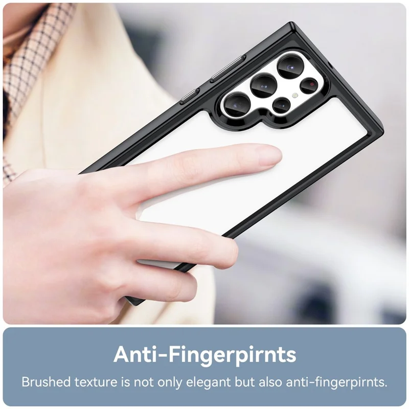 Для Samsung Galaxy S23 Ultra Anti-scratch Phone Case TPU Bumper Acrylic Back Shockproof Cover - Чёрный