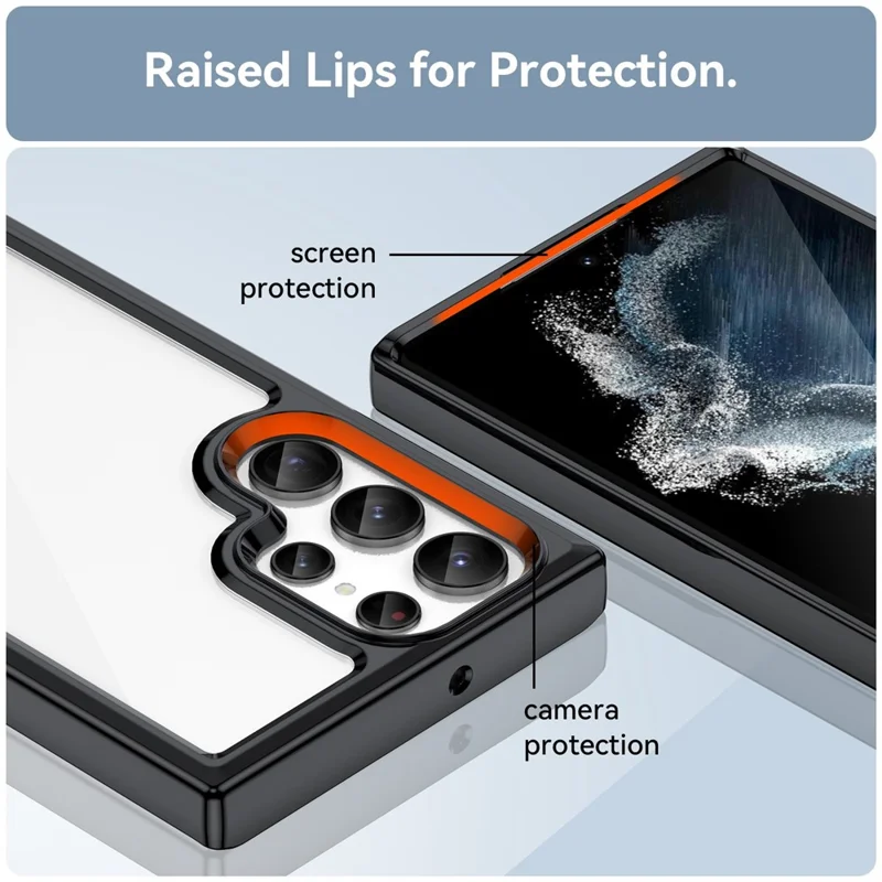 Для Samsung Galaxy S23 Ultra Anti-scratch Phone Case TPU Bumper Acrylic Back Shockproof Cover - Чёрный