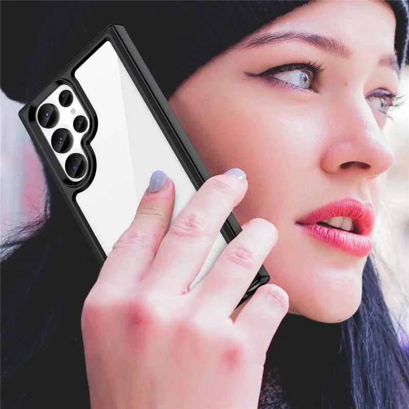 Для Samsung Galaxy S23 Ultra Anti-scratch Phone Case TPU Bumper Acrylic Back Shockproof Cover - Чёрный