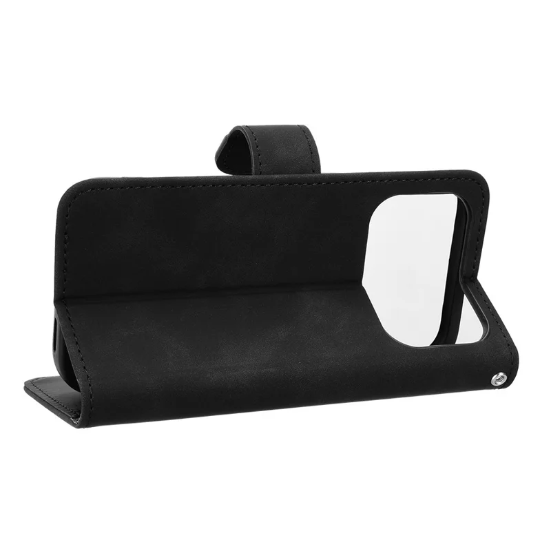 Voor iPhone 17 Pro Leren Hoesje Huidgevoel Anti-val Portemonnee Flip Telefoonhoes - Zwart