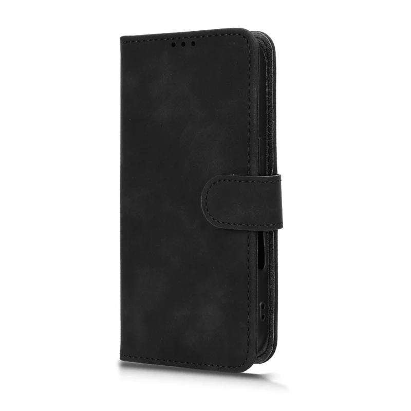 Voor iPhone 17 Pro Leren Hoesje Huidgevoel Anti-val Portemonnee Flip Telefoonhoes - Zwart