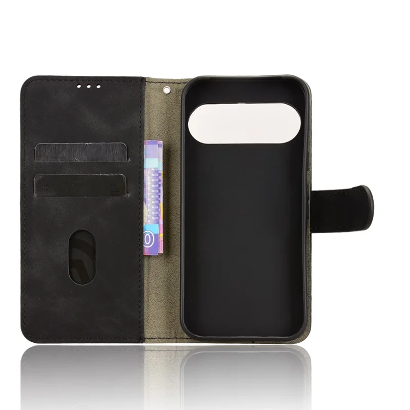 Capa de Couro Para Google Pixel 10 / Pixel 10 Pro com Sensação de Couro, Anti-Queda, Carteira Flip - Preto