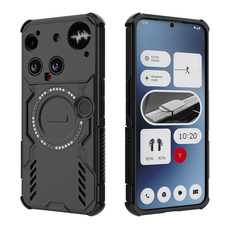 For Nothing Phone (3) 5G Magnetic Case Butterfly Armor Hollow Heat Dissipation PC + TPU Phone Cover - Black