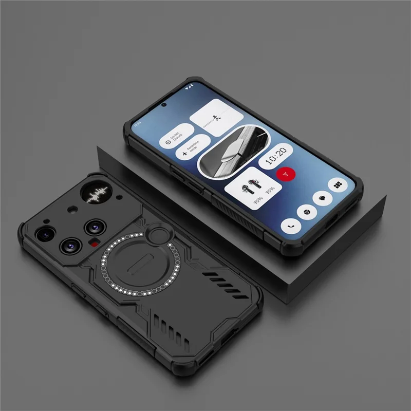 For Nothing Phone (3) 5G Magnetic Case Butterfly Armor Hollow Heat Dissipation PC + TPU Phone Cover - Black